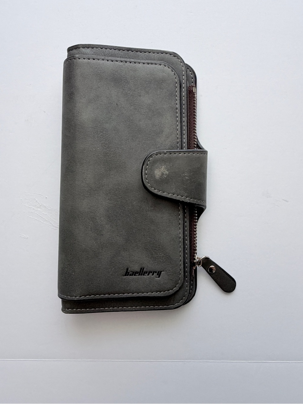Baellerry Gray Faux Leather RFID Wallet Clutch Zip Around Organizer Card Holder